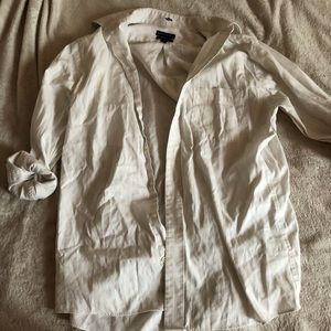 White striped white button down